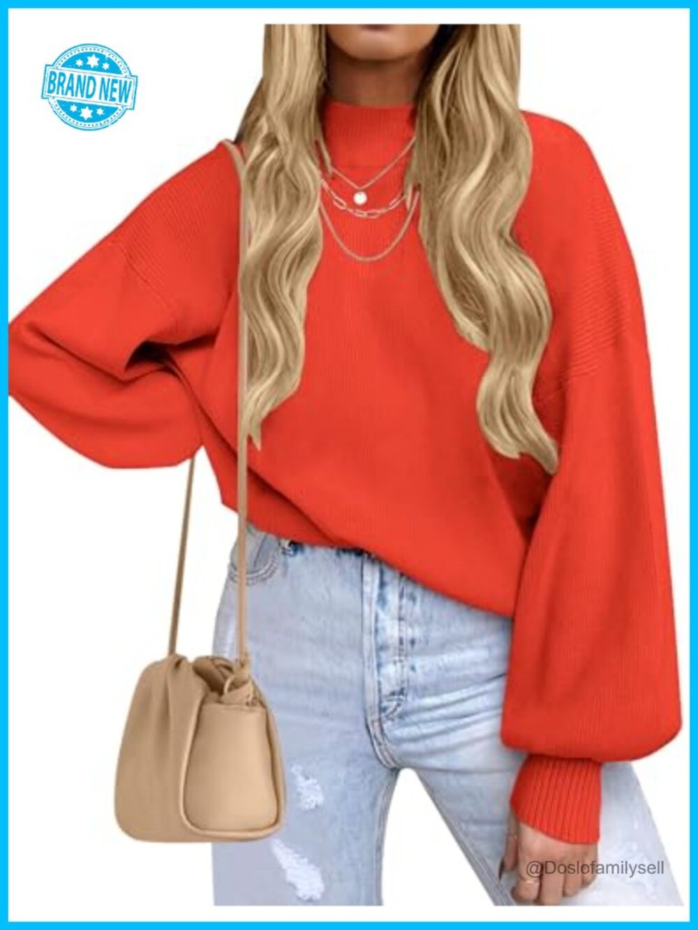 Womens Oversized Turtleneck Long Sleeve Knit Pullover Sweater